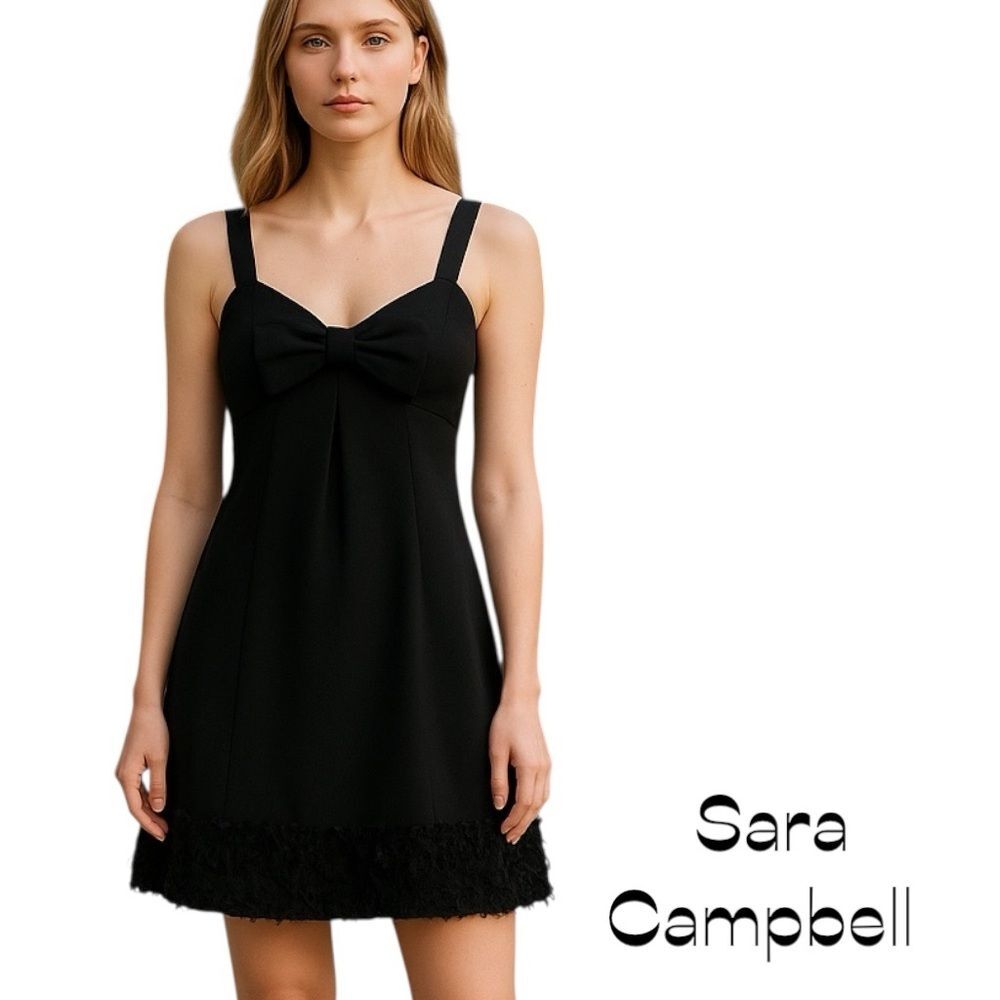Sara Campbell Black Rosettes Event Party Sleeveless Dress NWOT Size 2 Whimsical
